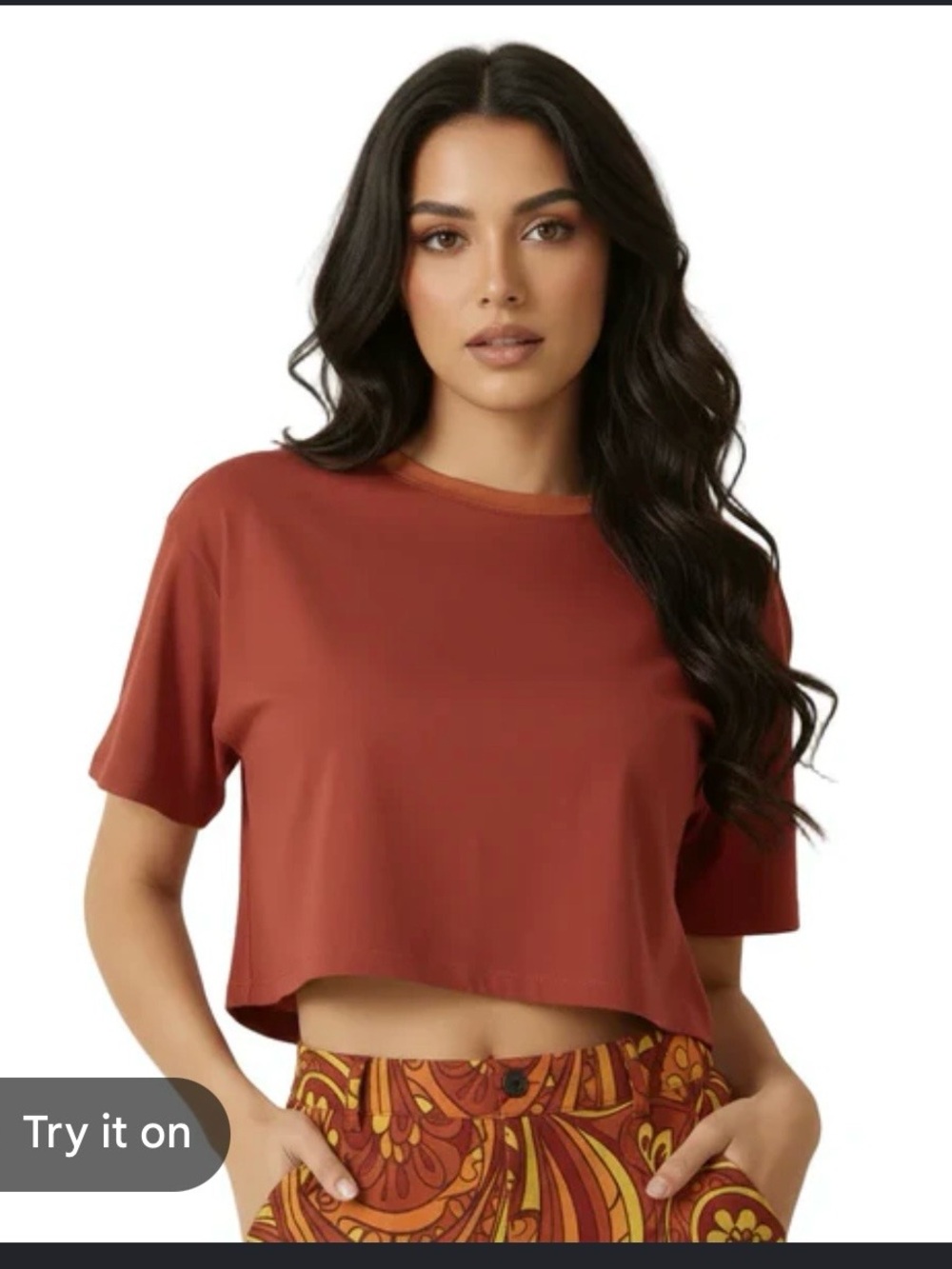 a new day Rust Cropped Short-Sleeve Tee